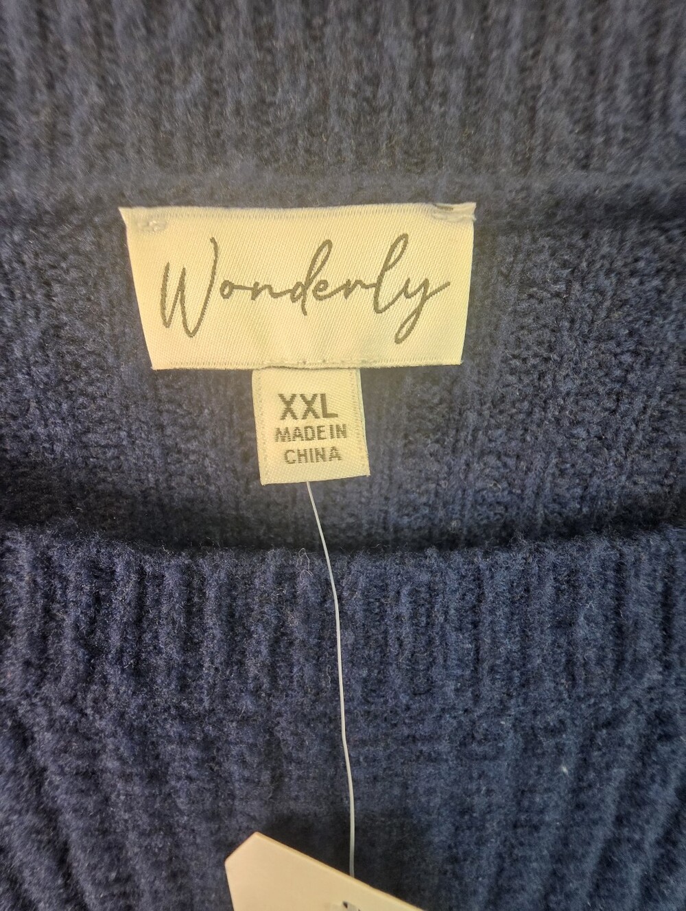 Wonderly NWT XXL Navy Blue Layered Look Oversized Sweater Top White Hem - Picture 4 of 6